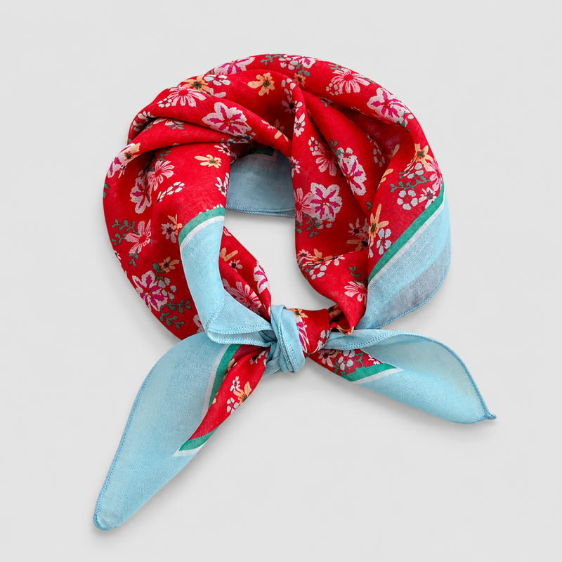 Red Tone Floral Square Scarf - Shopdayla Wholesale - #8098