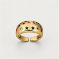 Gold Star Multi-Color CZ Open - Shopdayla Wholesale - #6722