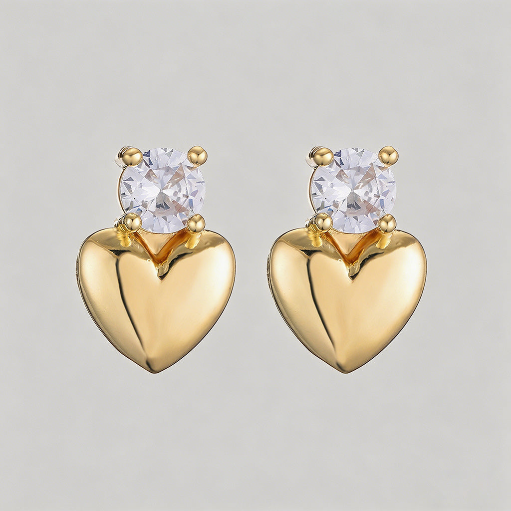 Gold Heart Stud Earrings - Shopdayla Wholesale - #8882