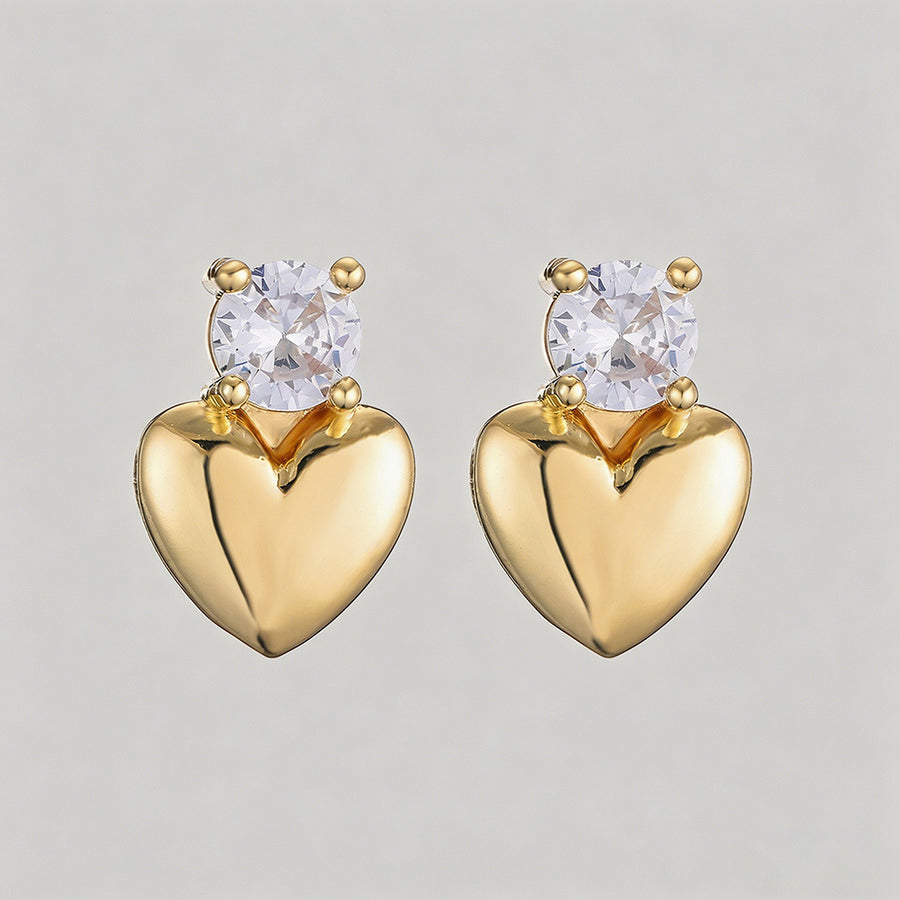Gold Heart Stud Earrings - Shopdayla Wholesale - #8882