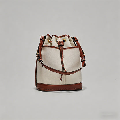Canvas & Leather Drawstring Bu - Shopdayla Wholesale - #2258