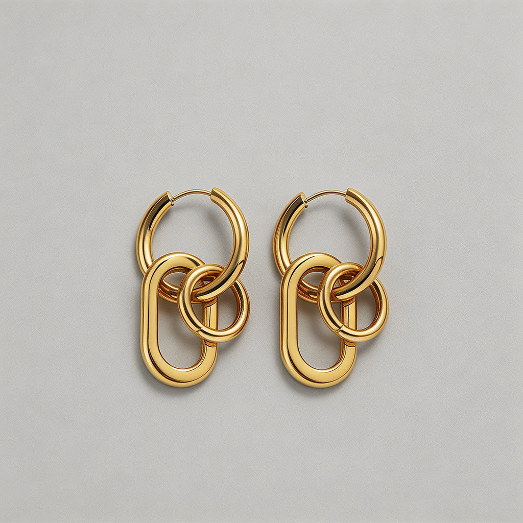 Dual Interlocking Hoop Earring - Shopdayla Wholesale - #0386