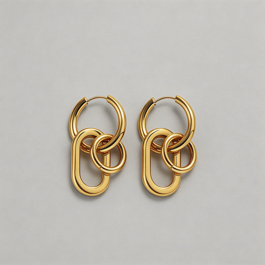 Dual Interlocking Hoop Earring - Shopdayla Wholesale - #0386