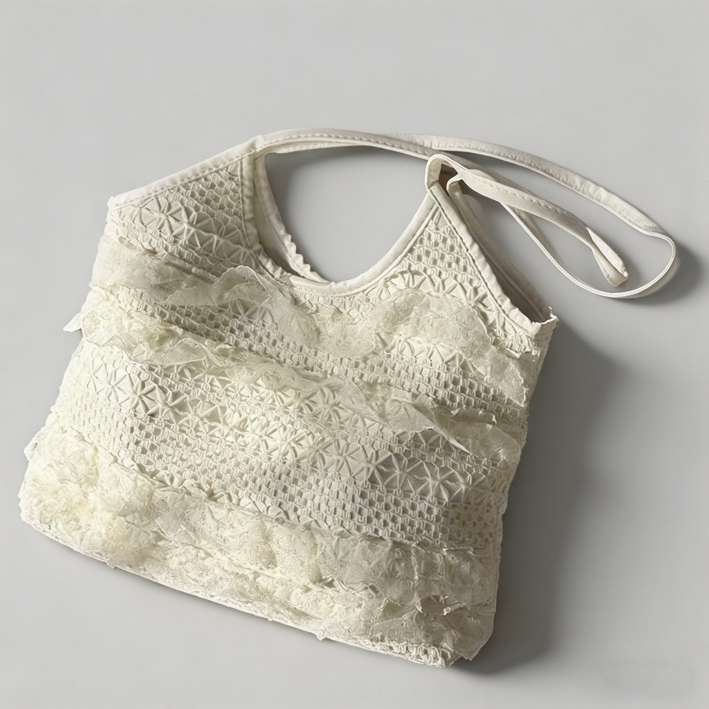 Ruffled Lace Tote Bag - Shopdayla Wholesale - #0498
