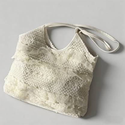 Ruffled Lace Tote Bag - Shopdayla Wholesale - #0498