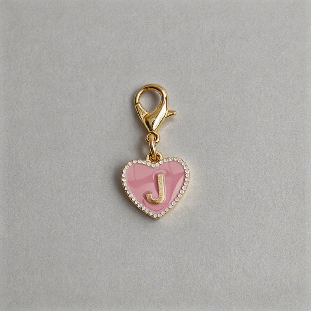 Heart Initial Keychain Charm - Shopdayla Wholesale - #5346