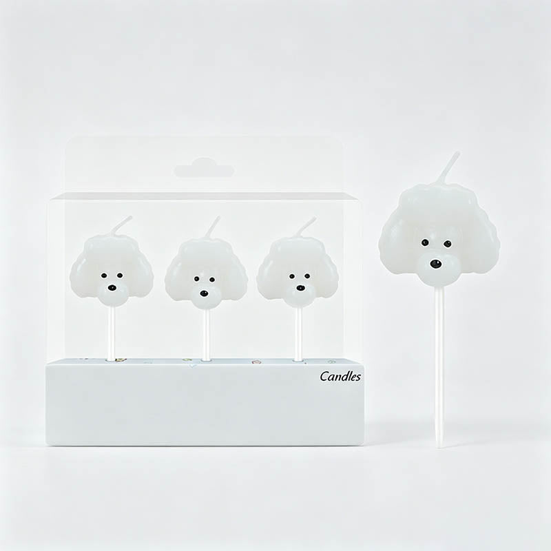 3PCS Cartoon Poodle Birthday Candle Set