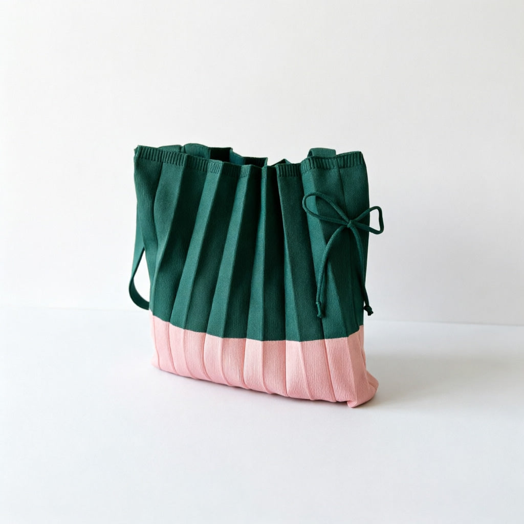 Pleated Knit Drawstring Bucket - Shopdayla Wholesale - #0146