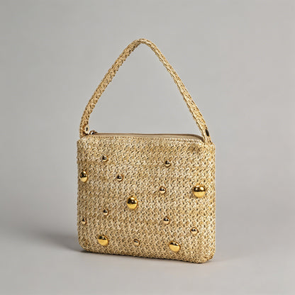 Vintage Studded Straw Triangle - Shopdayla Wholesale - #4834