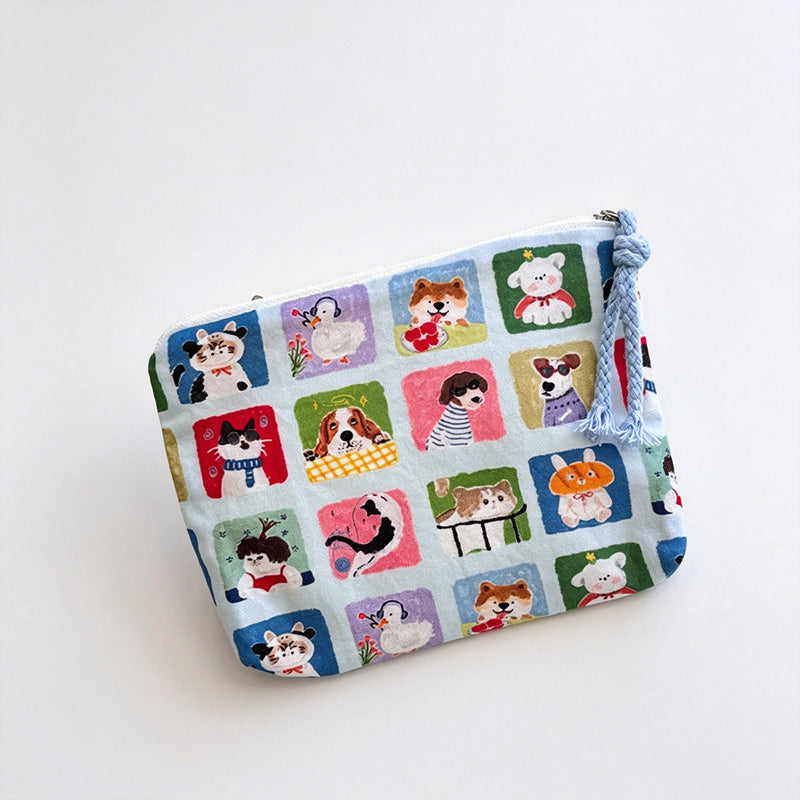 Everyday Puppy Print Fabric Pouch