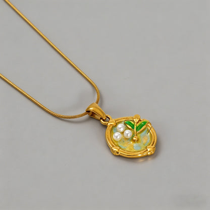 Vintage Enamel Tulip 18K Gold - Shopdayla Wholesale - #7122