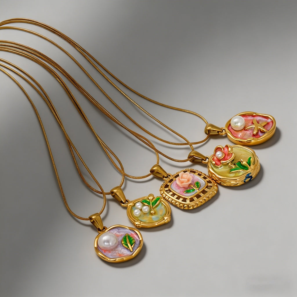 Vintage Enamel Tulip 18K Gold - Shopdayla Wholesale - #3282