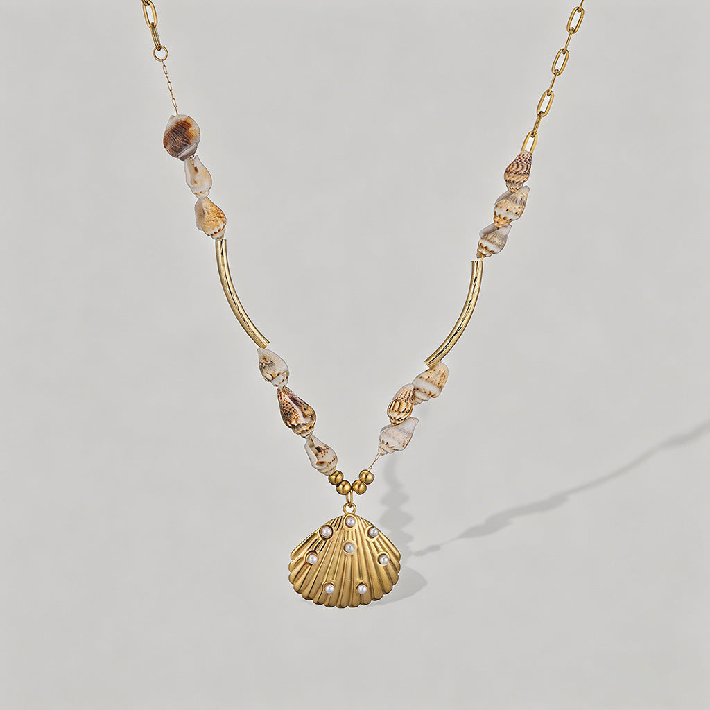 Natural Shell Scallop Pendant - Shopdayla Wholesale - #2162