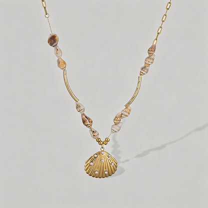 Natural Shell Scallop Pendant - Shopdayla Wholesale - #2162