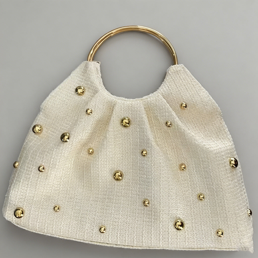 Vintage Studded Straw Hobo Bag - Shopdayla Wholesale - #0290