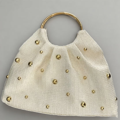 Vintage Studded Straw Hobo Bag - Shopdayla Wholesale - #0290