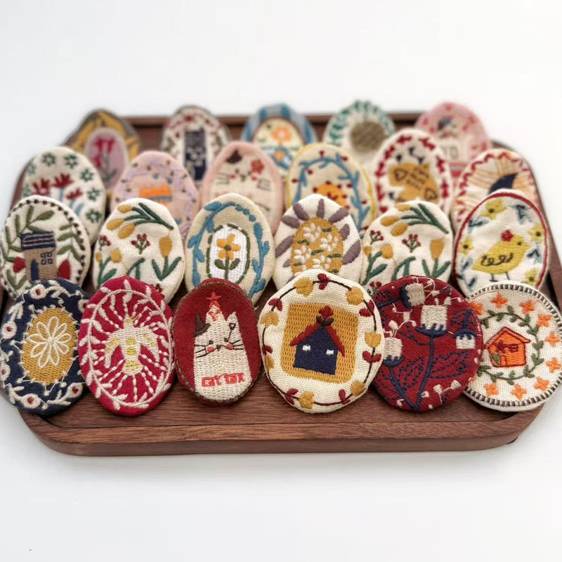Vintage Embroidered Fabric Ova - Shopdayla Wholesale - #5042