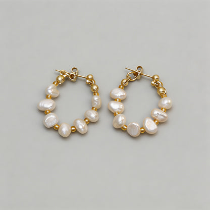 Dainty Pearl Hoop Earrings - Shopdayla Wholesale - #9138
