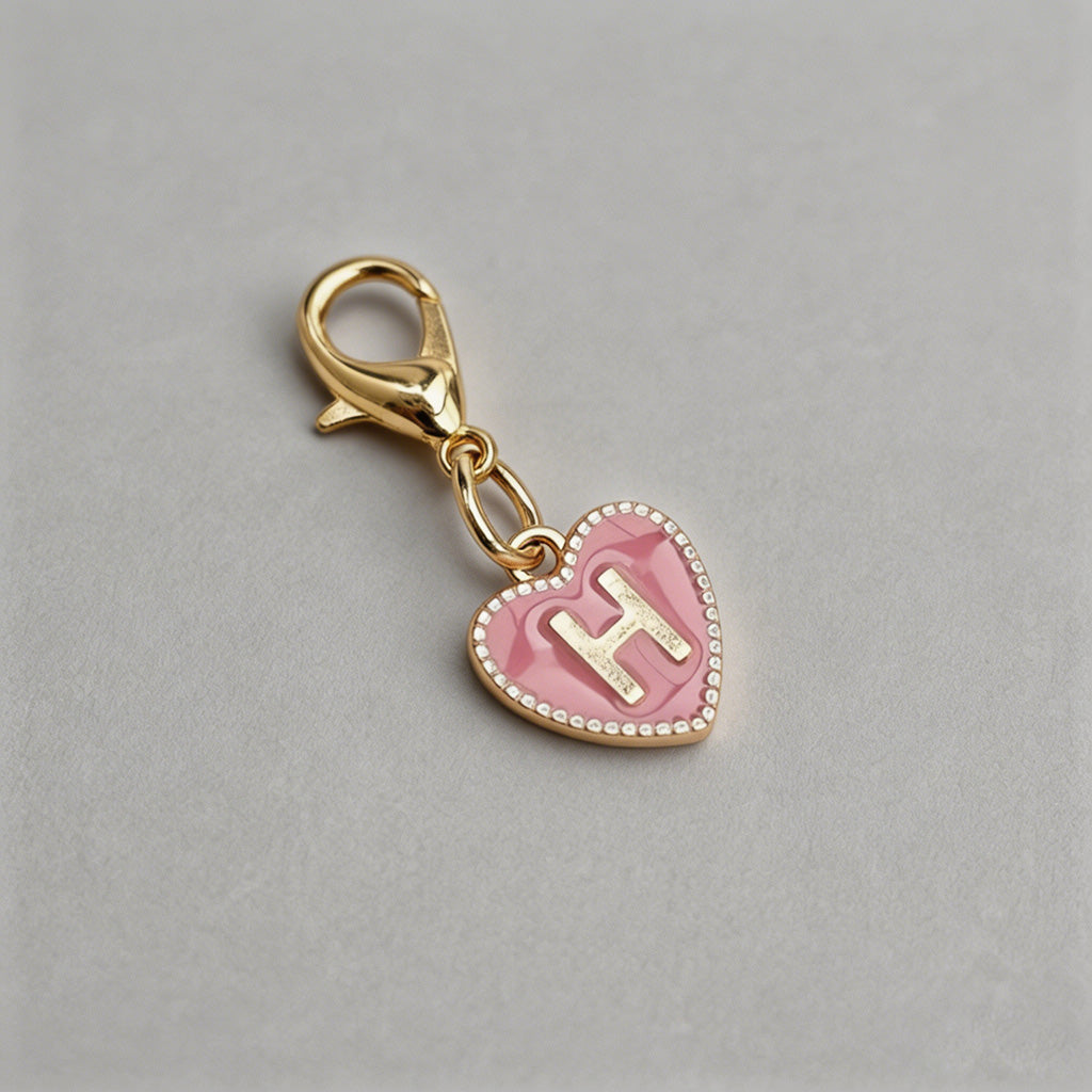 Heart Initial Keychain Charm - Shopdayla Wholesale - #9810