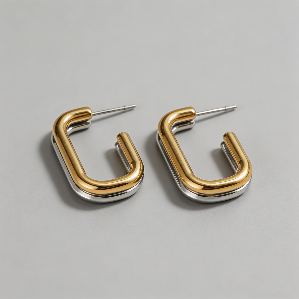 Two-Tone Gold & Silver Square - Shopdayla Wholesale - #0162