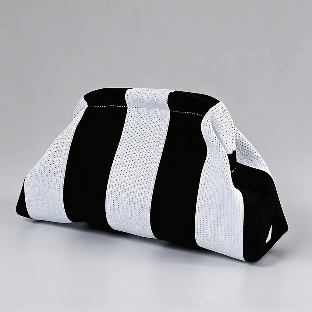 Block Striped Knit Cloud Bag - Shopdayla Wholesale - #4546