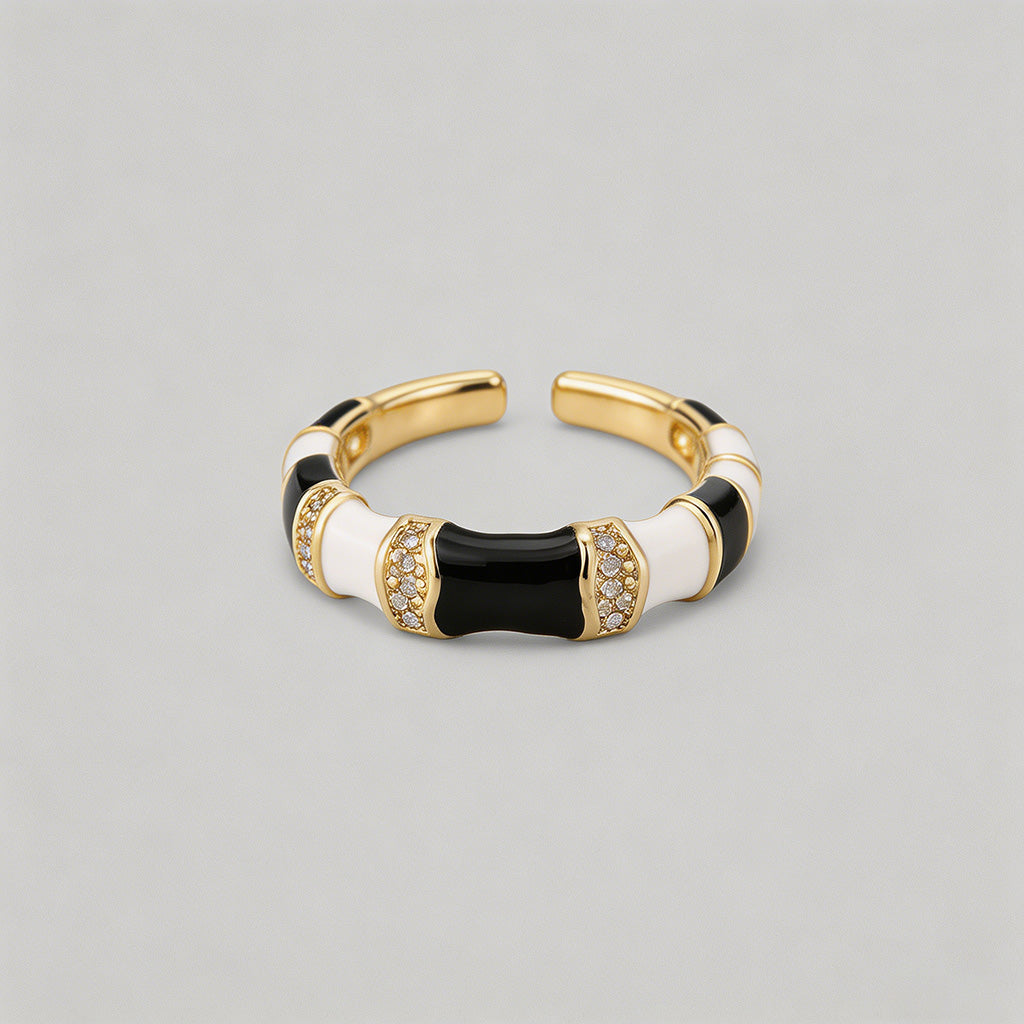 Enamel Bamboo Open Cuff Rings - Shopdayla Wholesale - #1218