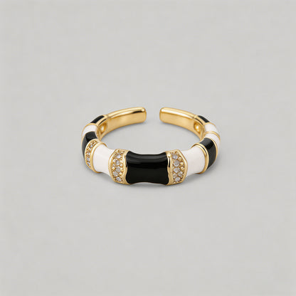 Enamel Bamboo Open Cuff Rings - Shopdayla Wholesale - #1218
