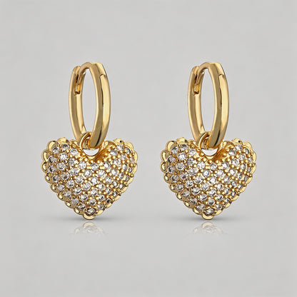 Pave CZ Heart Huggie Hoop Earr - Shopdayla Wholesale - #2290