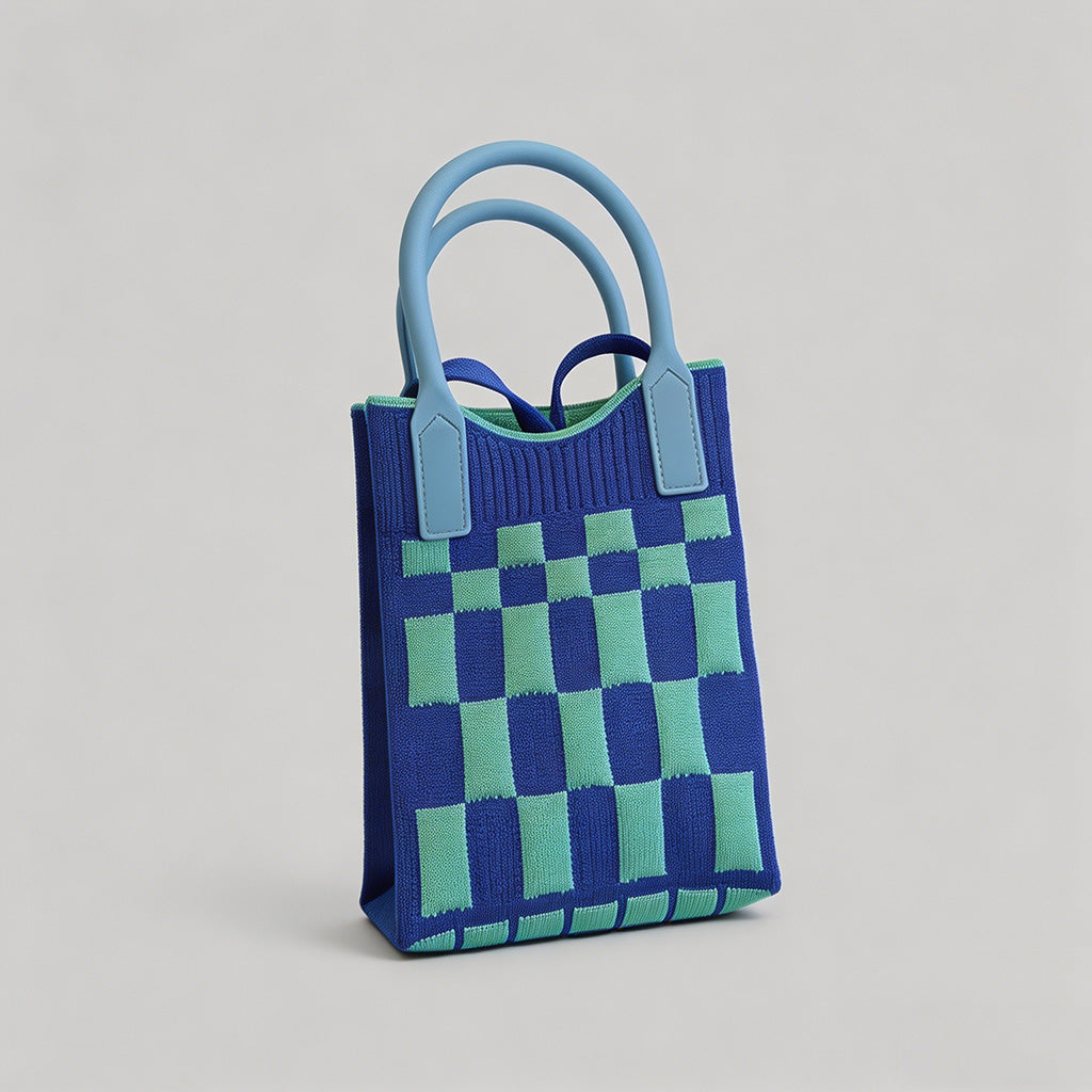 Vintage Knit Argyle Tote Bag - Shopdayla Wholesale - #8818