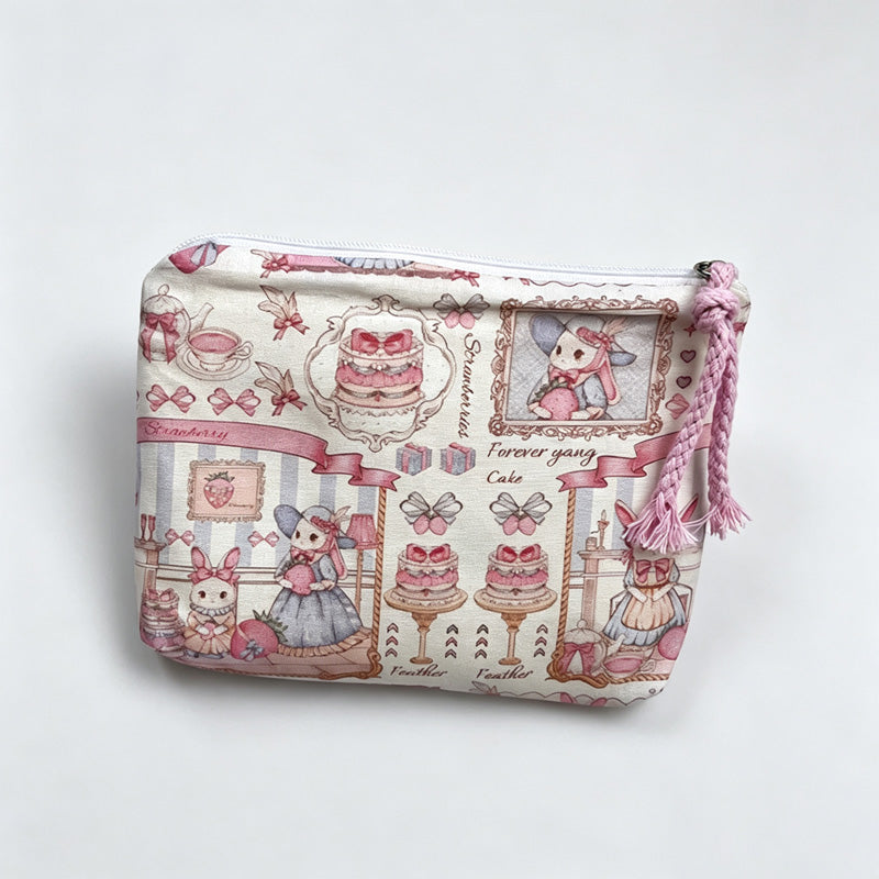 Cake Bunny Printed Fabric Pouch