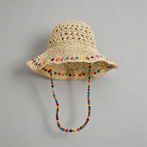 Beaded Straw Sun Hat - Shopdayla Wholesale - #4514