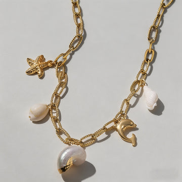 Baroque Pearl & Ocean Motif Necklace