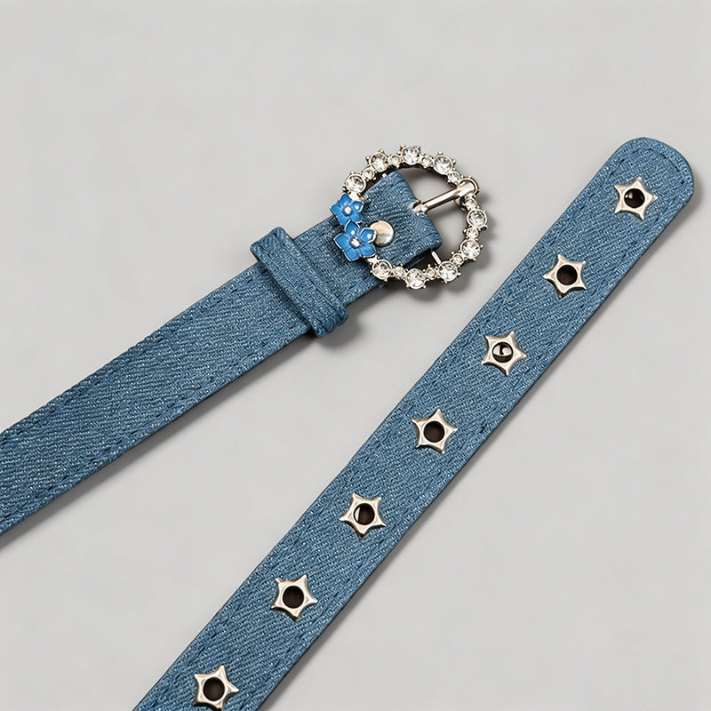 Denim Rhinestone Buckle Hole-F - Shopdayla Wholesale - #0610