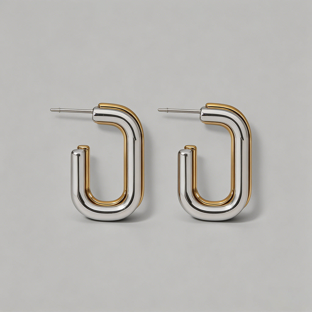Two-Tone Gold & Silver Square - Shopdayla Wholesale - #9090