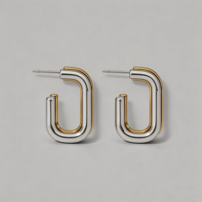 Two-Tone Gold & Silver Square - Shopdayla Wholesale - #9090