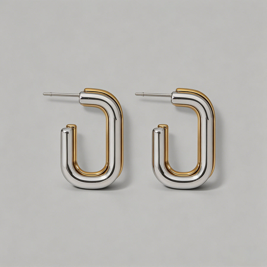 Two-Tone Gold & Silver Square - Shopdayla Wholesale - #9090