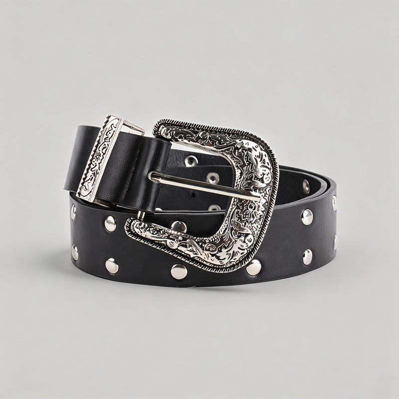 Vintage Engraved Buckle PU Bel - Shopdayla Wholesale - #5954