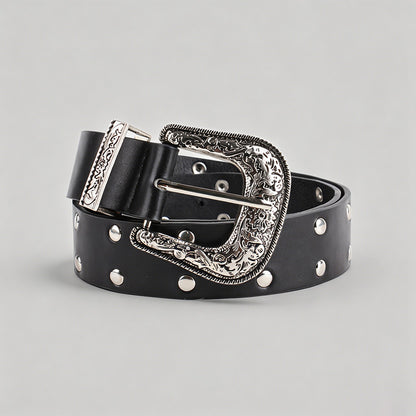 Vintage Engraved Buckle PU Bel - Shopdayla Wholesale - #5954