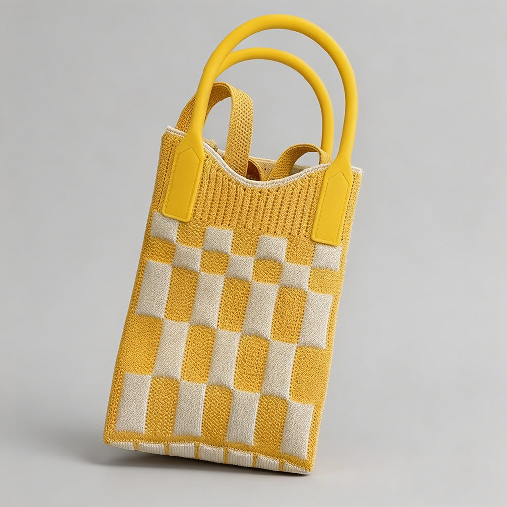 Vintage Knit Argyle Tote Bag - Shopdayla Wholesale - #7746