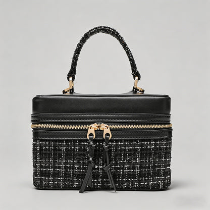 Tweed Boxy Handle  Bag - Shopdayla Wholesale - #3778