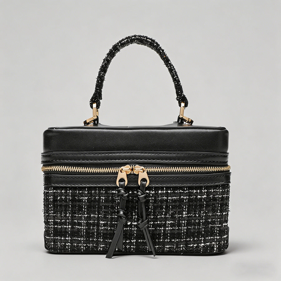 Tweed Boxy Handle  Bag - Shopdayla Wholesale - #3778