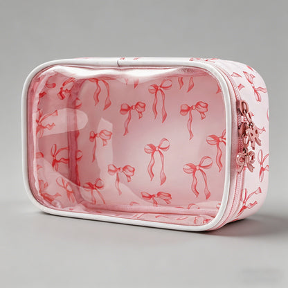 Bow Print Clear Travel Bag - Shopdayla Wholesale - #0402