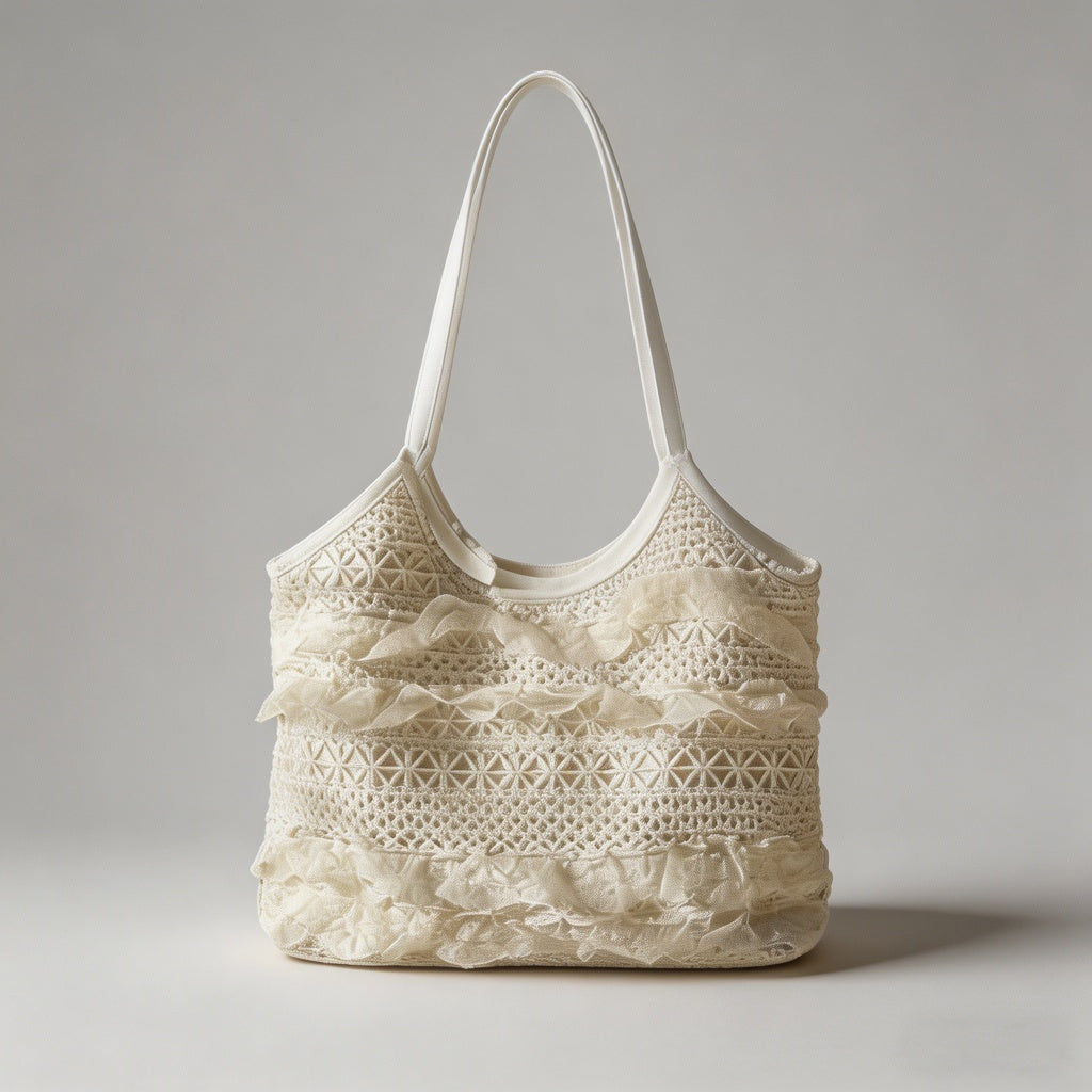 Ruffled Lace Tote Bag - Shopdayla Wholesale - #2194