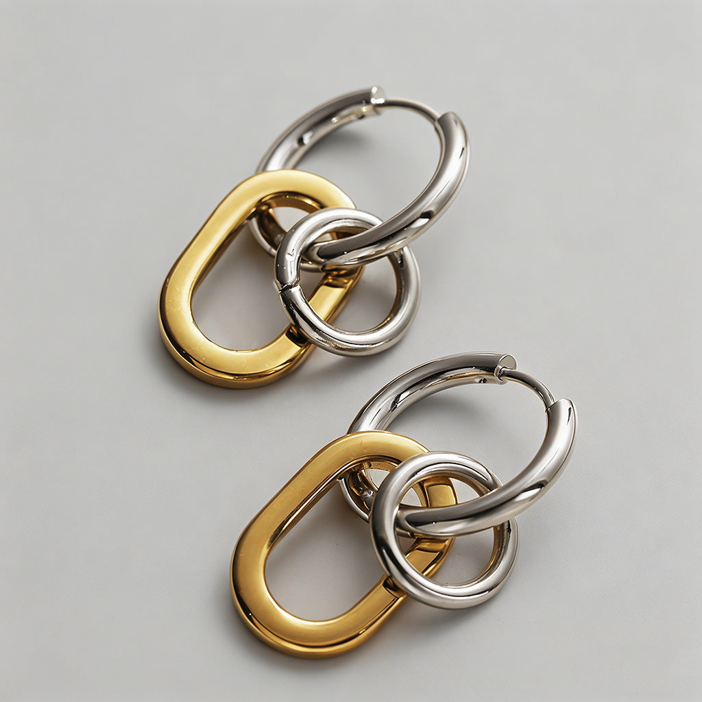 Dual Interlocking Hoop Earring - Shopdayla Wholesale - #5922