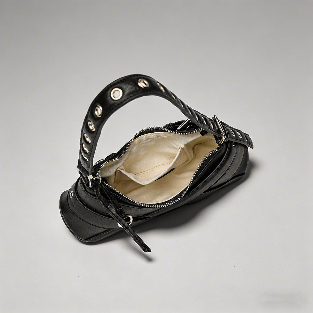 Buckle-Design Hobo Shoulder Bag