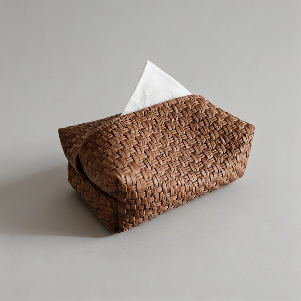 Woven Leather Tissue Box