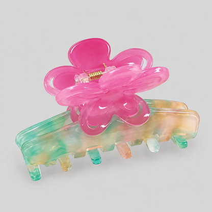 Flower Color Block Hair Claw Clips