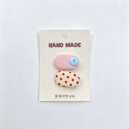 Fabric Button Hair Clips Set