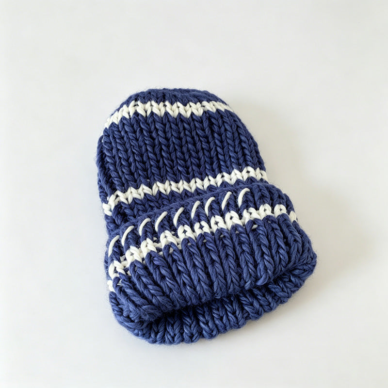 Striped Chunky Knit Beanie