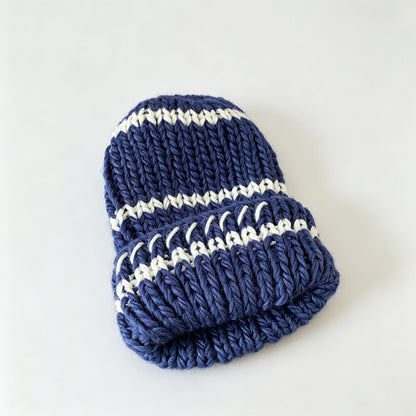 Striped Chunky Knit Beanie